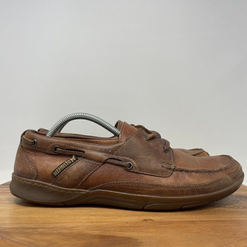 Mephisto Boat Shoes Men's 11 Spinnaker Tan Brown Leather Cool-Air Moccasins